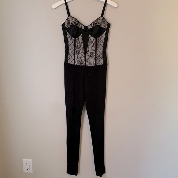 BEBE size XS black lace corset jumpsuit - Picture 2 of 16